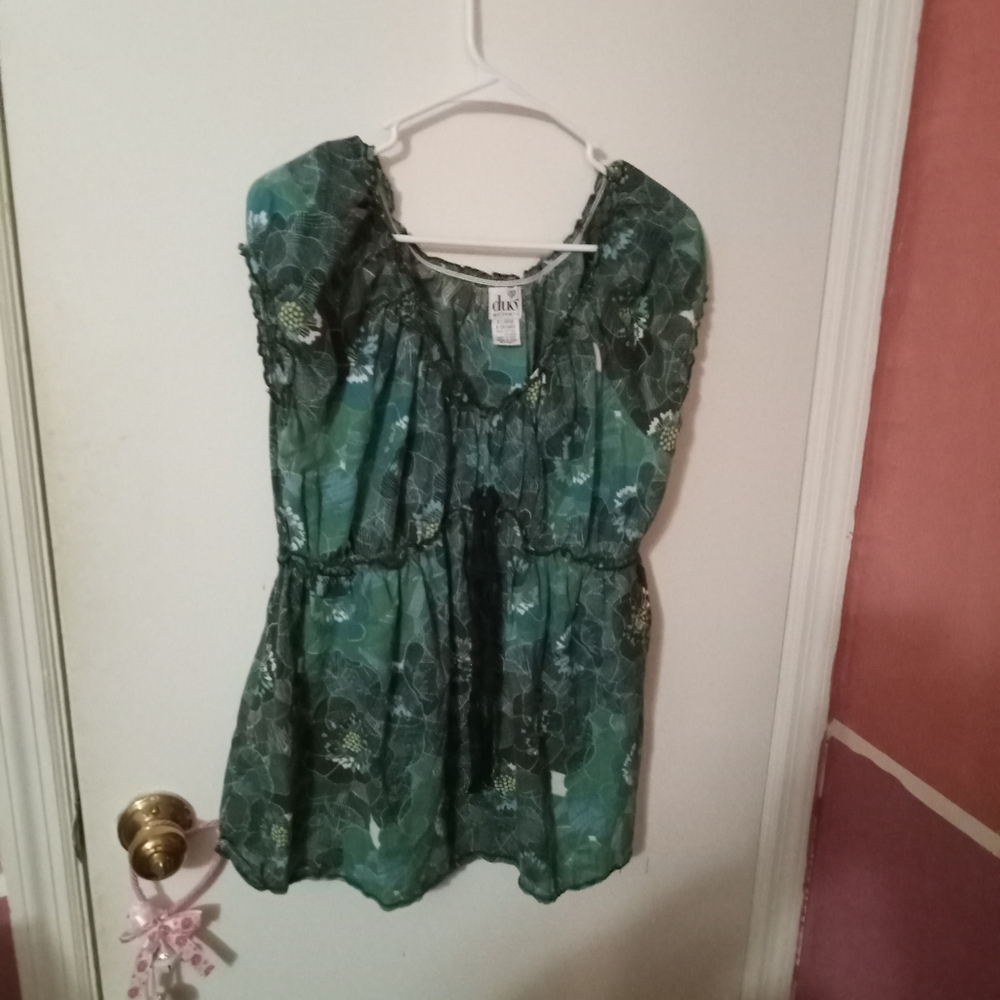 Women's Green And Black Floral Print Maternity Top